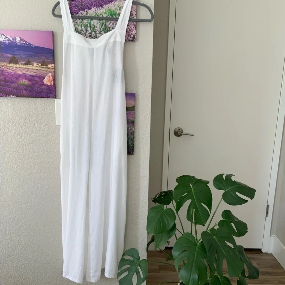 HAUTE HIPPIE STYLE Brilliant White Linen Blend Swimsuit Cover-up Jumpsuit - Picture 6 of 13